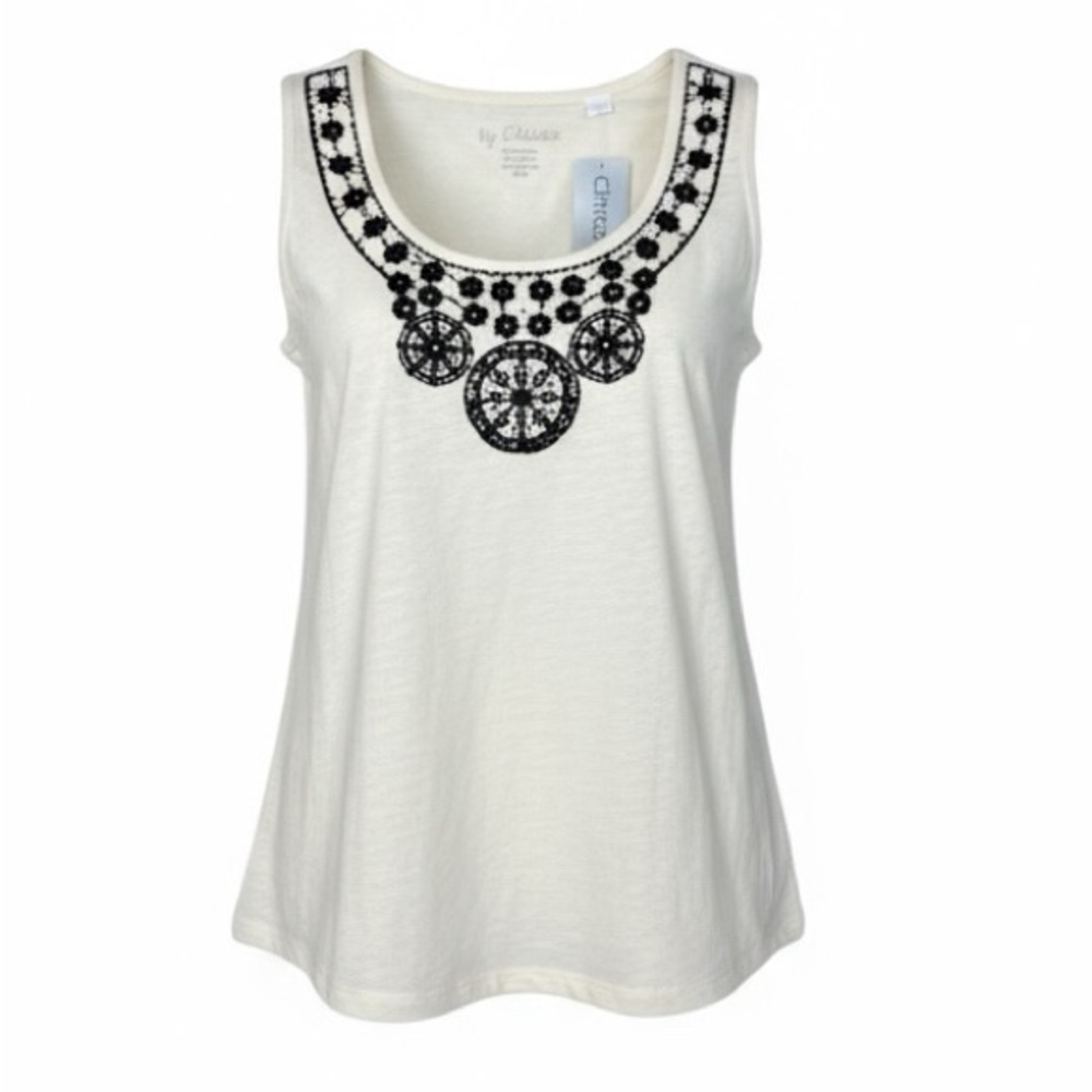 *New Chicos Delicate Stones Tank Top Womens Size 1 Antique Ivory Casual Top